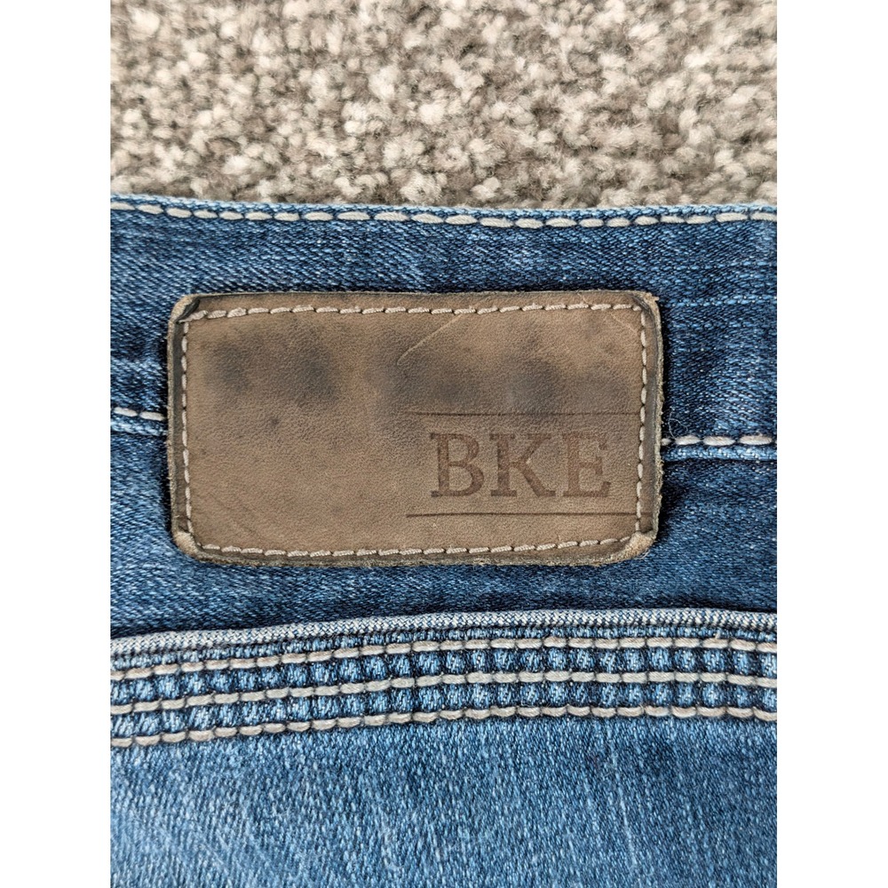 BKE Jake Straight Leg Jeans Mens 33R Medium Wash Denim Blue Contrast Stitch - Picture 7 of 16